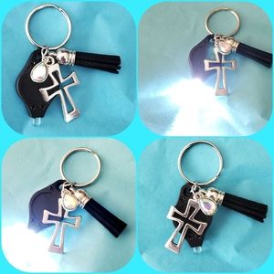 Safety LED Light Up Keyring Cross & Tassel